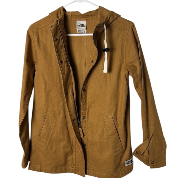 NORTH FACE, cotton jacket,zipper,snaps, PTP 18”, like sm/med tan,yellowstone EC - Picture 1 of 17